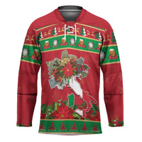 Italy Christmas Hockey Jersey Italian Map Poinsettia - Wonder Print Shop