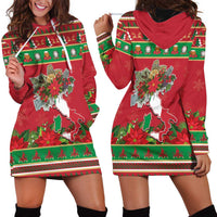 Italy Christmas Hoodie Dress Italian Map Poinsettia - Wonder Print Shop
