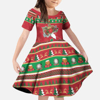 Italy Christmas Kid Short Sleeve Dress Italian Map Poinsettia - Wonder Print Shop