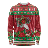 Italy Christmas Long Sleeve Shirt Italian Map Poinsettia - Wonder Print Shop