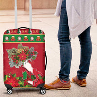 Italy Christmas Luggage Cover Italian Map Poinsettia - Wonder Print Shop