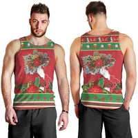 Italy Christmas Men Tank Top Italian Map Poinsettia - Wonder Print Shop