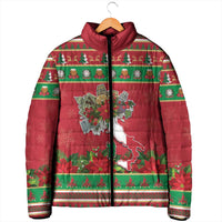 Italy Christmas Padded Jacket Italian Map Poinsettia - Wonder Print Shop
