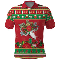 Italy Christmas Polo Shirt Italian Map Poinsettia - Wonder Print Shop