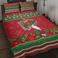 Italy Christmas Quilt Bed Set Italian Map Poinsettia - Wonder Print Shop