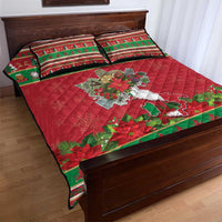 Italy Christmas Quilt Bed Set Italian Map Poinsettia - Wonder Print Shop