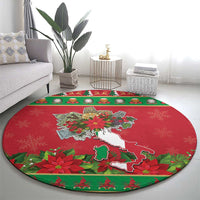 Italy Christmas Round Carpet Italian Map Poinsettia - Wonder Print Shop