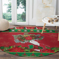 Italy Christmas Round Carpet Italian Map Poinsettia - Wonder Print Shop