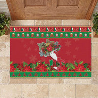 Italy Christmas Rubber Doormat Italian Map Poinsettia - Wonder Print Shop