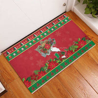 Italy Christmas Rubber Doormat Italian Map Poinsettia - Wonder Print Shop