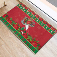 Italy Christmas Rubber Doormat Italian Map Poinsettia - Wonder Print Shop