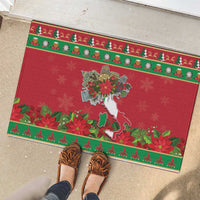 Italy Christmas Rubber Doormat Italian Map Poinsettia - Wonder Print Shop