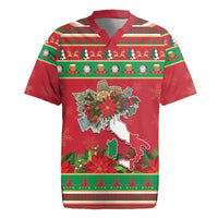 Italy Christmas Rugby Jersey Italian Map Poinsettia - Wonder Print Shop