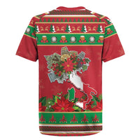Italy Christmas Rugby Jersey Italian Map Poinsettia - Wonder Print Shop