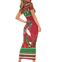 Italy Christmas Short Sleeve Bodycon Dress Italian Map Poinsettia - Wonder Print Shop