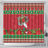 Italy Christmas Shower Curtain Italian Map Poinsettia - Wonder Print Shop