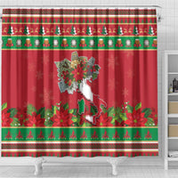 Italy Christmas Shower Curtain Italian Map Poinsettia - Wonder Print Shop