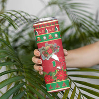 Italy Christmas Skinny Tumbler Italian Map Poinsettia - Wonder Print Shop