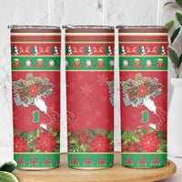 Italy Christmas Skinny Tumbler Italian Map Poinsettia - Wonder Print Shop