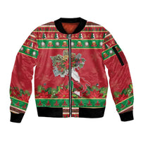 Italy Christmas Sleeve Zip Bomber Jacket Italian Map Poinsettia - Wonder Print Shop