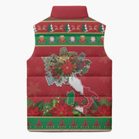 Italy Christmas Sleeveless Puffer Jacket Italian Map Poinsettia - Wonder Print Shop