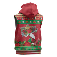 Italy Christmas Sleeveless Zip Hoodie Italian Map Poinsettia - Wonder Print Shop
