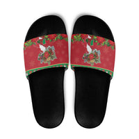 Italy Christmas Slide Sandals Italian Map Poinsettia - Wonder Print Shop