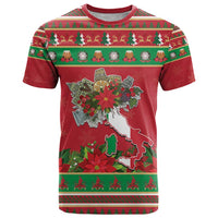Italy Christmas T Shirt Italian Map Poinsettia - Wonder Print Shop