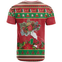 Italy Christmas T Shirt Italian Map Poinsettia - Wonder Print Shop