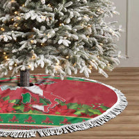 Italy Christmas Tree Skirt Italian Map Poinsettia - Wonder Print Shop
