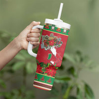 Italy Christmas Tumbler With Handle Italian Map Poinsettia - Wonder Print Shop
