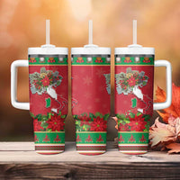 Italy Christmas Tumbler With Handle Italian Map Poinsettia - Wonder Print Shop