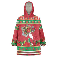 Italy Christmas Wearable Blanket Hoodie Italian Map Poinsettia - Wonder Print Shop