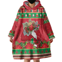 Italy Christmas Wearable Blanket Hoodie Italian Map Poinsettia - Wonder Print Shop
