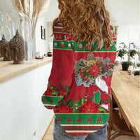 Italy Christmas Women Casual Shirt Italian Map Poinsettia - Wonder Print Shop