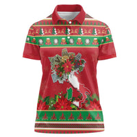 Italy Christmas Women Polo Shirt Italian Map Poinsettia - Wonder Print Shop