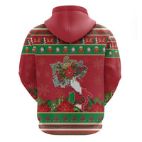 Italy Christmas Zip Hoodie Italian Map Poinsettia - Wonder Print Shop