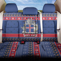 Iceland Christmas Back Car Seat Cover Coat Of Arms Christmas Pattern - Wonder Print Shop