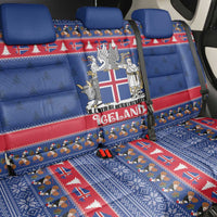 Iceland Christmas Back Car Seat Cover Coat Of Arms Christmas Pattern - Wonder Print Shop