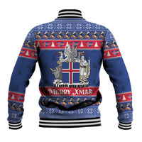 Iceland Christmas Baseball Jacket Coat Of Arms Christmas Pattern - Wonder Print Shop