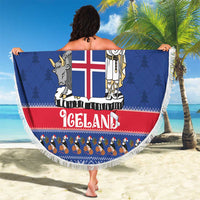Iceland Christmas Beach Blanket Coat Of Arms Christmas Pattern - Wonder Print Shop