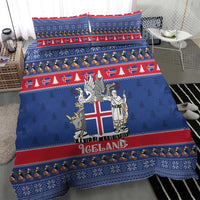 Iceland Christmas Bedding Set Coat Of Arms Christmas Pattern - Wonder Print Shop