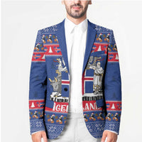 Iceland Christmas Blazer Coat Of Arms Christmas Pattern - Wonder Print Shop