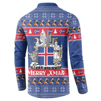Iceland Christmas Button Sweatshirt Coat Of Arms Christmas Pattern - Wonder Print Shop