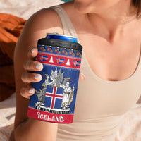 Iceland Christmas 4 in 1 Can Cooler Tumbler Coat Of Arms Christmas Pattern - Wonder Print Shop