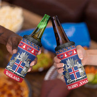 Iceland Christmas 4 in 1 Can Cooler Tumbler Coat Of Arms Christmas Pattern - Wonder Print Shop