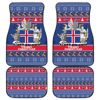 Iceland Christmas Car Mats Coat Of Arms Christmas Pattern - Wonder Print Shop