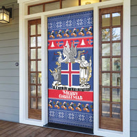 Iceland Christmas Door Cover Coat Of Arms Christmas Pattern - Wonder Print Shop