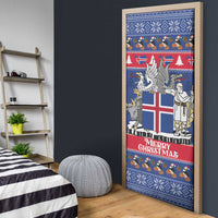 Iceland Christmas Door Cover Coat Of Arms Christmas Pattern - Wonder Print Shop