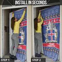 Iceland Christmas Door Cover Coat Of Arms Christmas Pattern - Wonder Print Shop